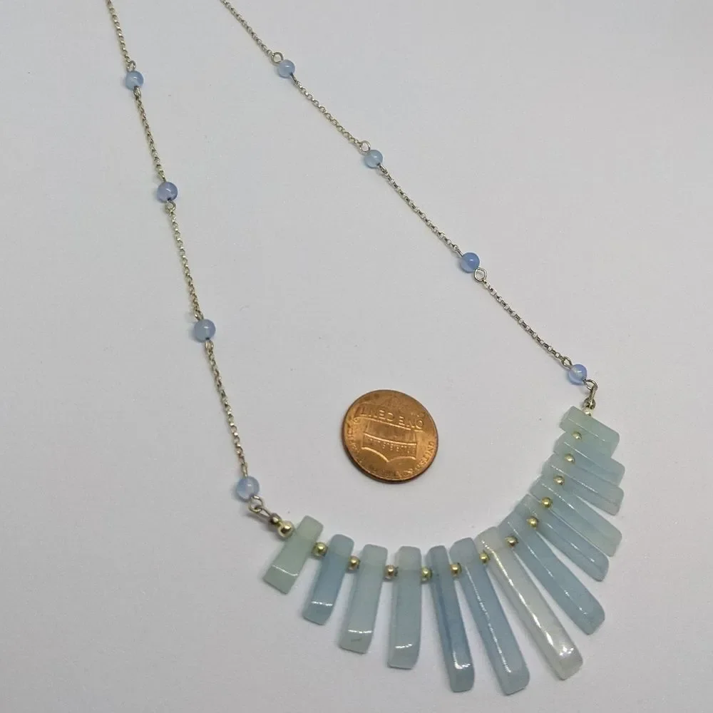 Handmade Blue Quartz & Sterling Silver Necklace